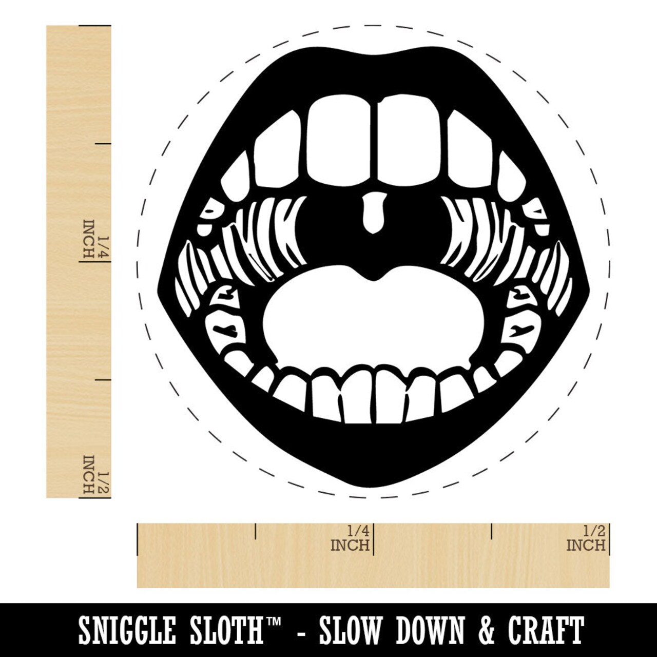 Open Mouth Teeth Lips Tongue Uvula Self-Inking Rubber Stamp Crafting Planners